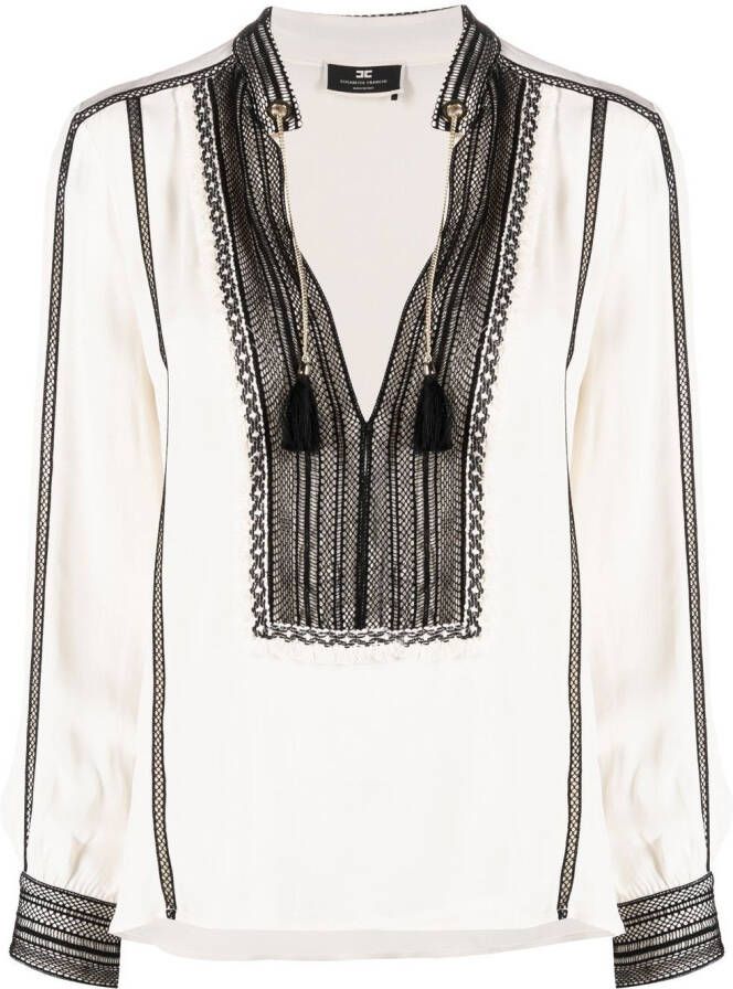 Elisabetta Franchi Top met lange mouwen Beige