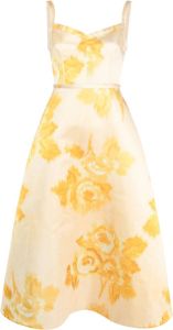 Emilia Wickstead Midi-jurk met bloemenprint Geel
