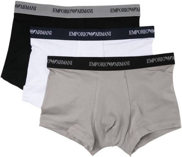 Emporio Armani 3-pack boxershorts met logoband Zwart
