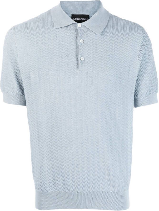 Emporio Armani Gebreid poloshirt Blauw