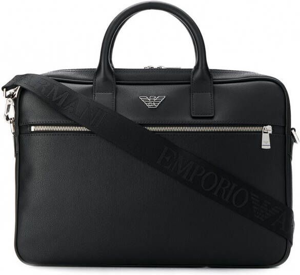 Emporio Armani Aktetas met logoplakkaat Zwart