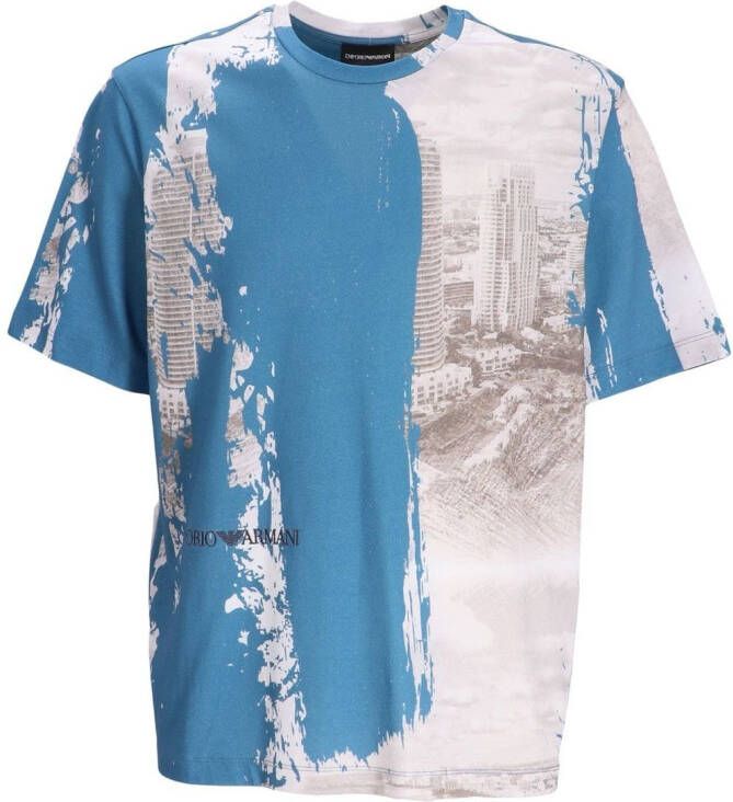 Emporio Armani T-shirt met print Blauw