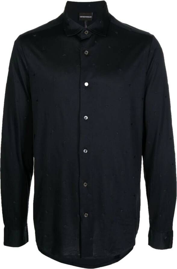 Emporio Armani Blouse met geborduurd logo Blauw