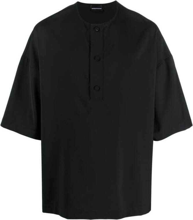 Emporio Armani Kraagloos overhemd Zwart