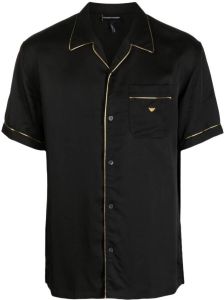 Emporio Armani contrast-detail lyocell-blend shirt Zwart