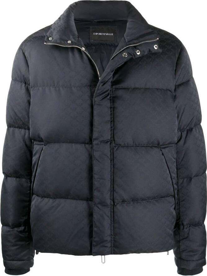 Emporio Armani Gewatteerd donsjack met jacquard Blauw