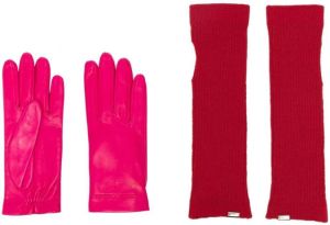 Emporio Armani double-layer leather gloves Roze