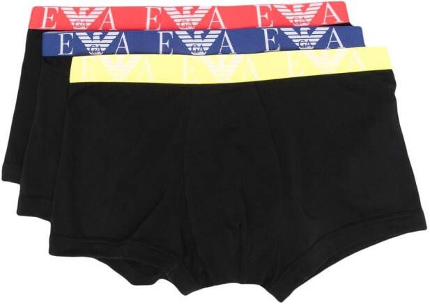 Emporio Armani Drie boxershorts met logoband Zwart