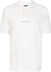 Emporio Armani embossed-logo cotton polo shirt Wit