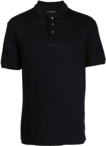 Emporio Armani embossed-logo cotton polo shirt Zwart
