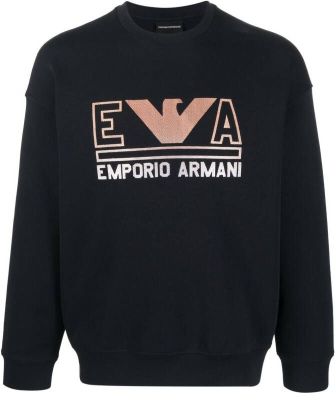 Emporio Armani Sweater met geborduurd logo Blauw
