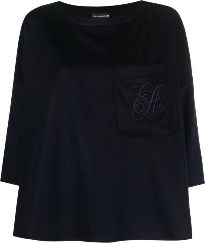 Emporio Armani Top met geborduurd logo Blauw