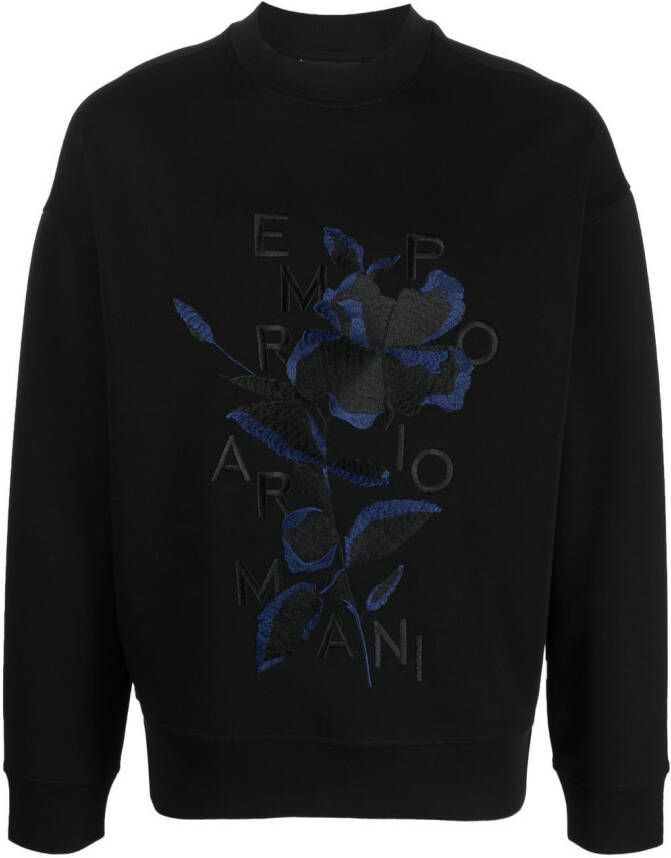 Emporio Armani Sweater met geborduurd logo Zwart