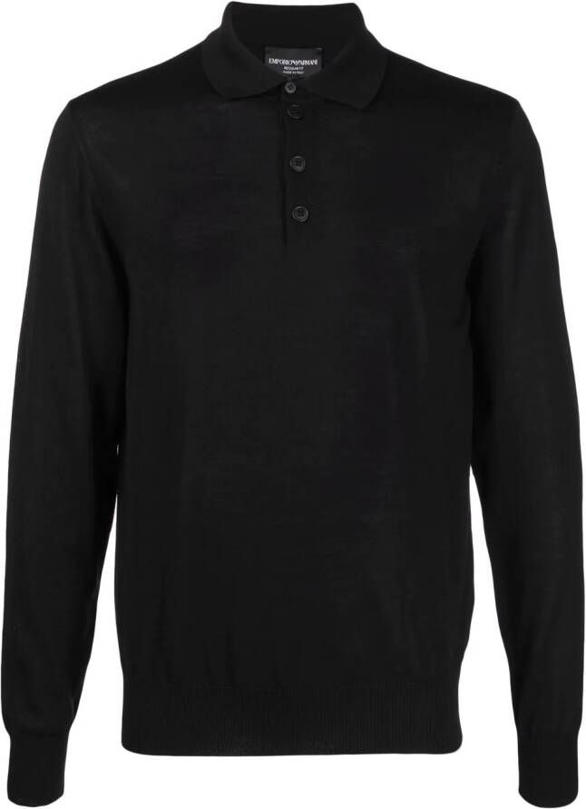 Emporio Armani Gebreid poloshirt Zwart