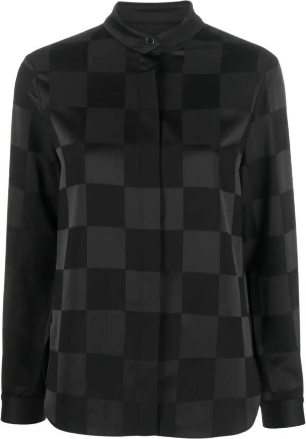 Emporio Armani Geruite blouse Zwart