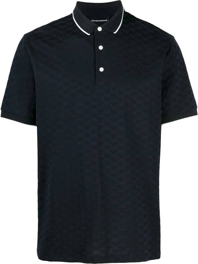 Emporio Armani Getextureerd poloshirt Blauw