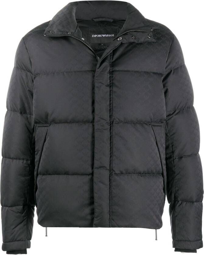 Emporio Armani Gewatteerd donsjack met jacquard Zwart
