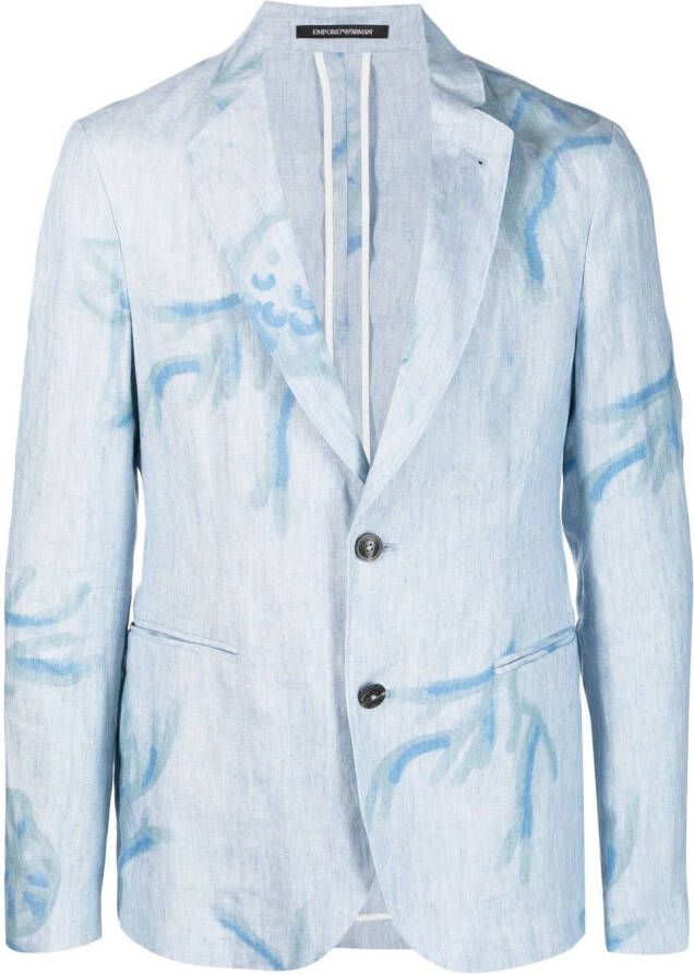Emporio Armani Linnen blazer Blauw
