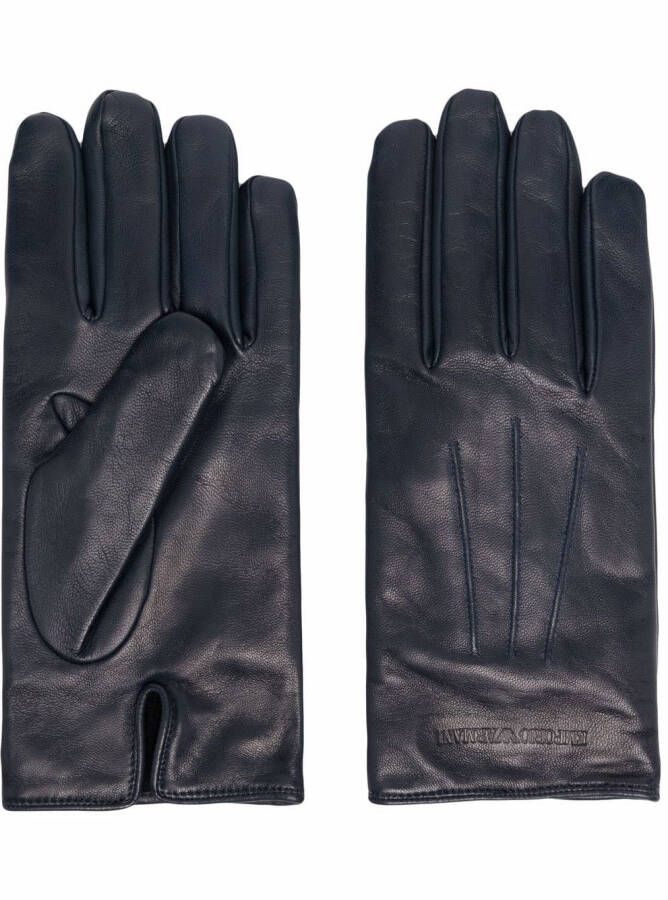 Emporio Armani Handschoenen met logo-reliëf Blauw
