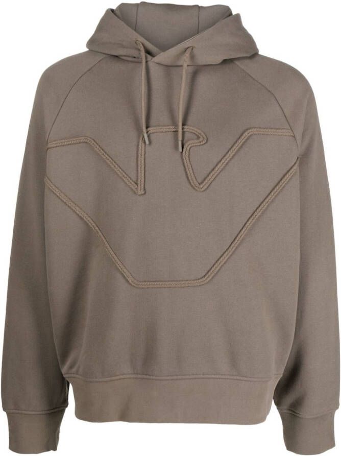 Emporio Armani Hoodie met geborduurd logo Bruin