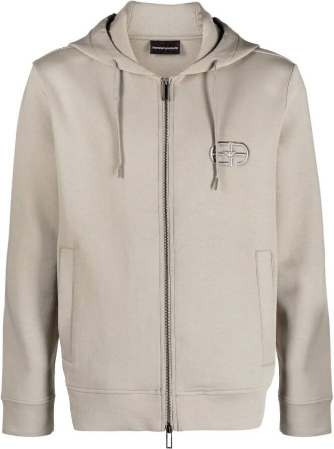 Emporio Armani Hoodie met geborduurd logo Grijs