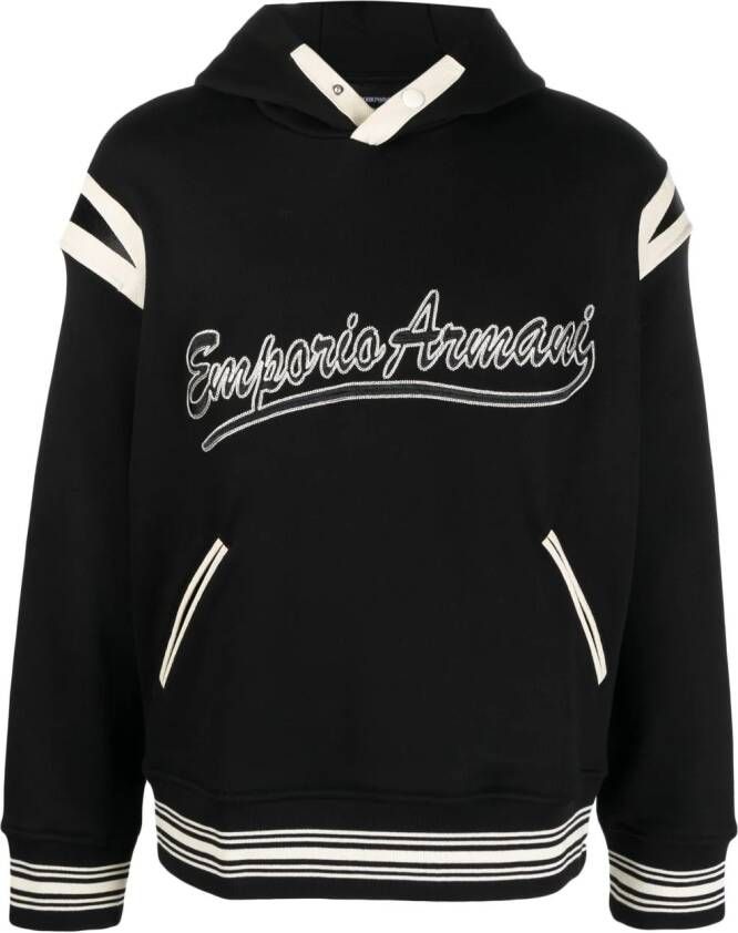 Emporio Armani Hoodie met geborduurd logo Zwart