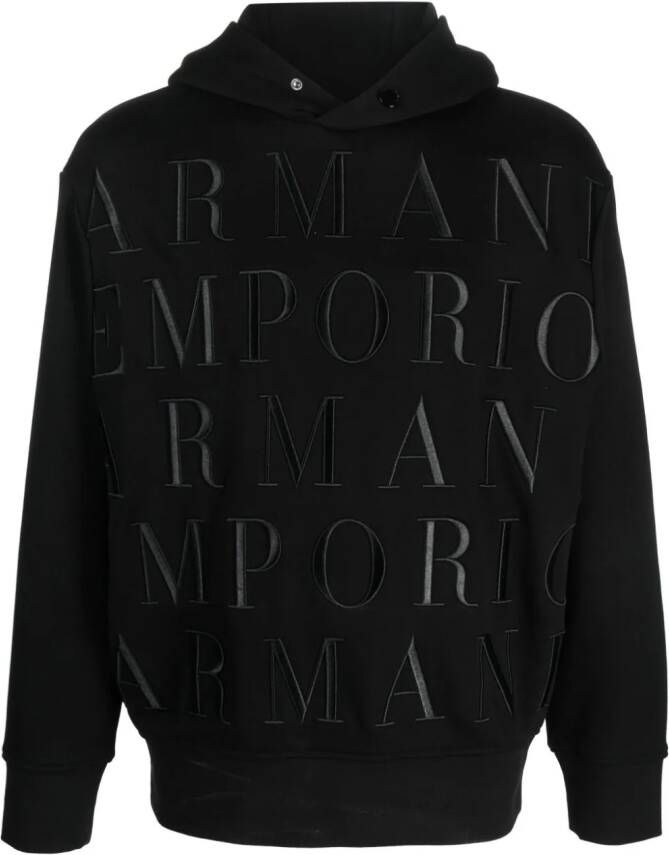 Emporio Armani Hoodie met geborduurd logo Zwart