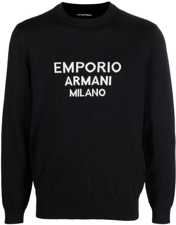 Emporio Armani Intarsia trui Zwart