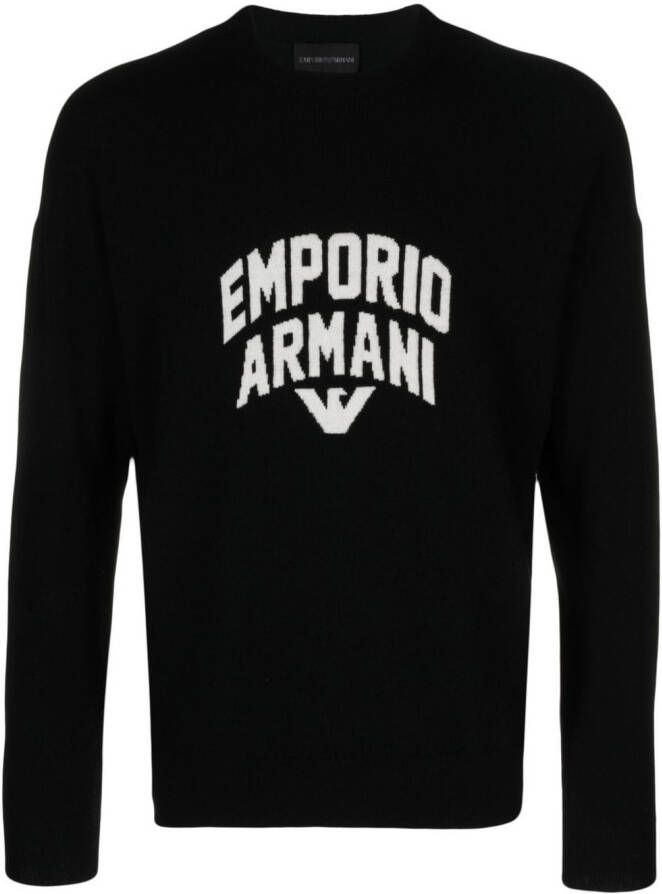 Emporio Armani Intarsia trui Zwart