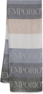 Emporio Armani intarsia-knit logo scarf Blauw