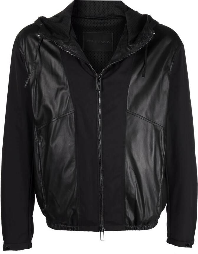 Emporio Armani Jack met leren vlak Zwart