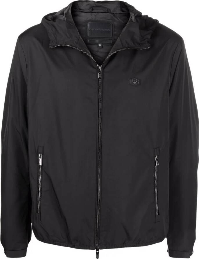 Emporio Armani Waterafstotend jack met capuchon Zwart