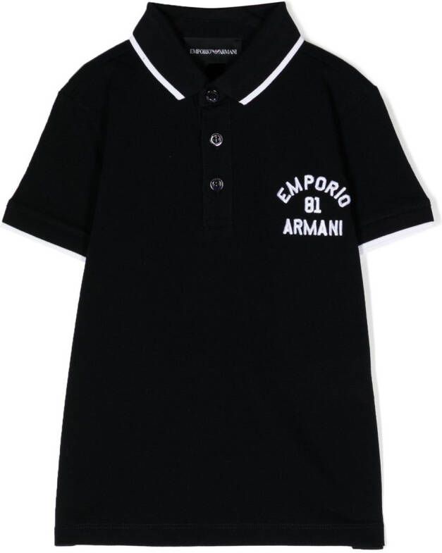 Emporio Ar i Kids Poloshirt met geborduurd logo Zwart