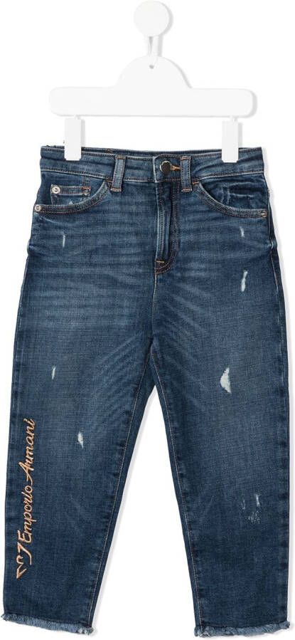 Emporio Ar i Kids Gerafelde jeans Blauw