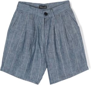 Emporio Ar i Kids Gestreepte shorts Blauw
