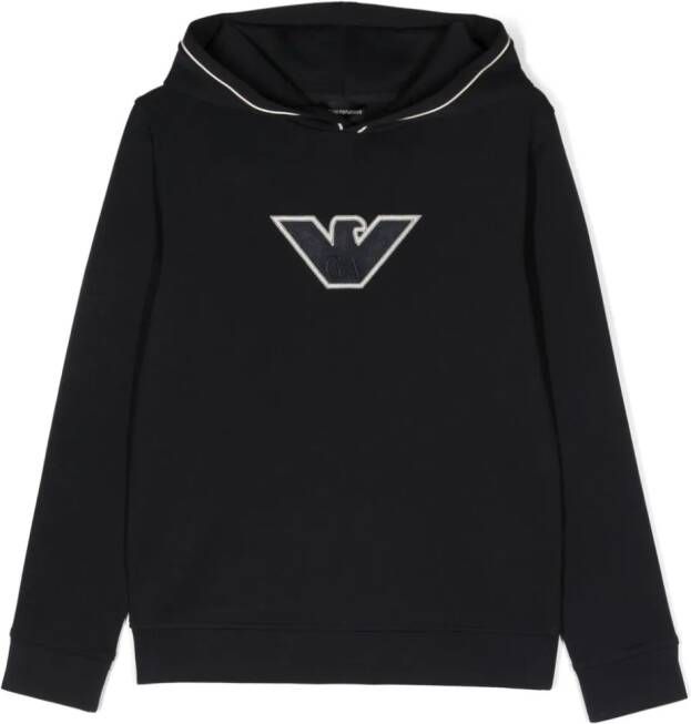 Emporio Ar i Kids Hoodie met geborduurd logo Blauw