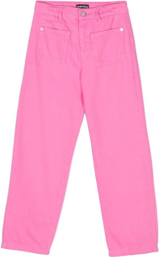 Emporio Ar i Kids Jeans met geborduurd logo Roze
