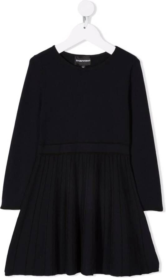 Emporio Ar i Kids Jurk met ruche mouwen Blauw