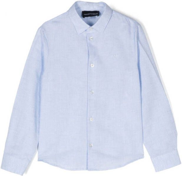 Emporio Ar i Kids Linnen shirt Blauw