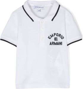 Emporio Ar i Kids Poloshirt met geborduurd logo Wit