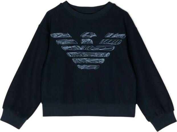 Emporio Ar i Kids Sweater met geborduurd logo Blauw
