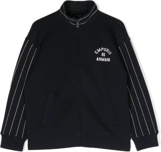 Emporio Ar i Kids logo-embroidered jacket Blauw