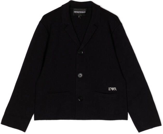 Emporio Ar i Kids Blazer met geborduurd logo Zwart