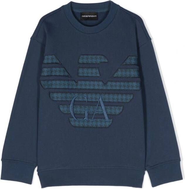 Emporio Ar i Kids Sweater met logopatch Blauw
