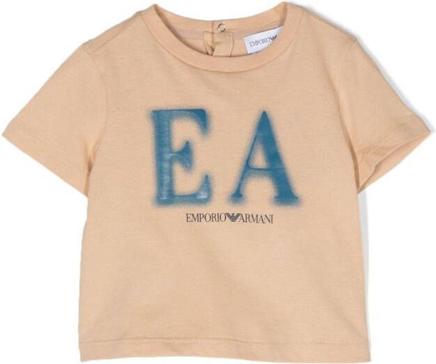 Emporio Ar i Kids T-shirt met logoprint Beige