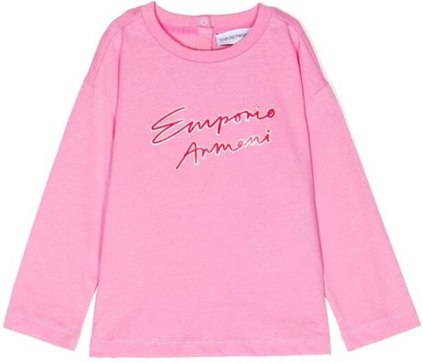 Emporio Ar i Kids T-shirt met logoprint Roze