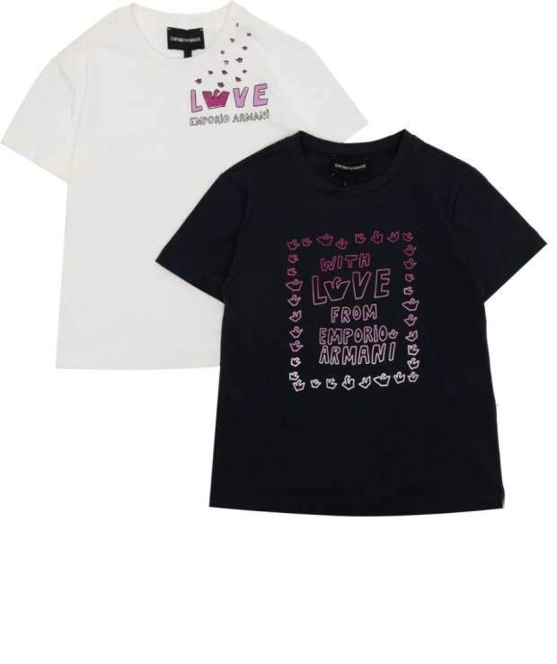 Emporio Armani Kids Twee T-shirts met logoprint Wit