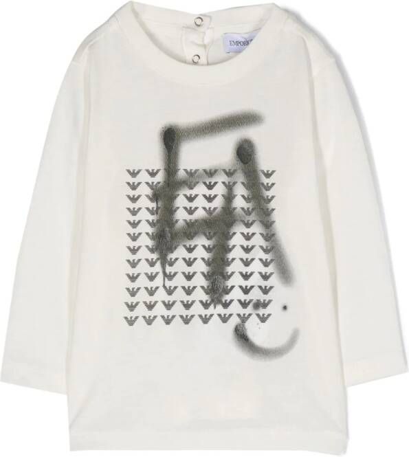 Emporio Ar i Kids T-shirt met monogram patroon Wit