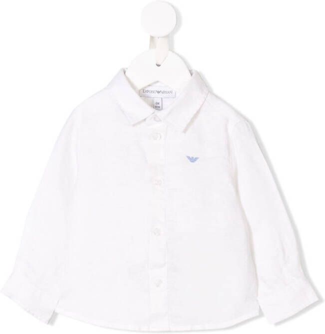 Emporio Armani Kids overhemd met geborduurd logo Wit