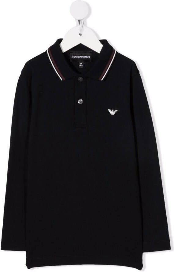 Emporio Ar i Kids Poloshirt met logoprint Blauw